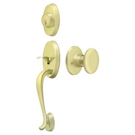 DELTANA Riversdale Handleset With Round Knob Entry Bright Brass PRRHRKU3