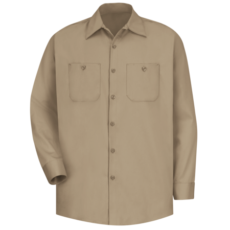 RED KAP Mns Ls Khaki Dp Cotton Workshirt, XXL SC30KH RG XXL