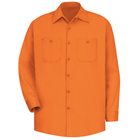 RED KAP Mns L/S Orange Dp Cotton Workshirt, 3XL SC30OR RG 3XL