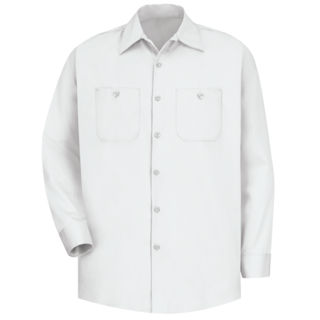 RED KAP Mns Ls White Dp Cotton Workshirt, L SC30WH RG L