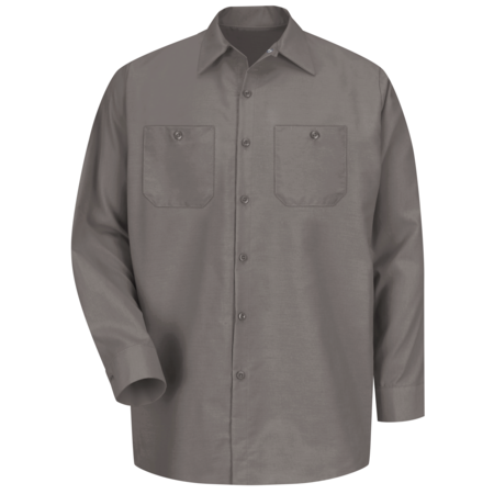 Red Kap Mens Ls Gray Poplin Work Shirt, M SP14GY LN M