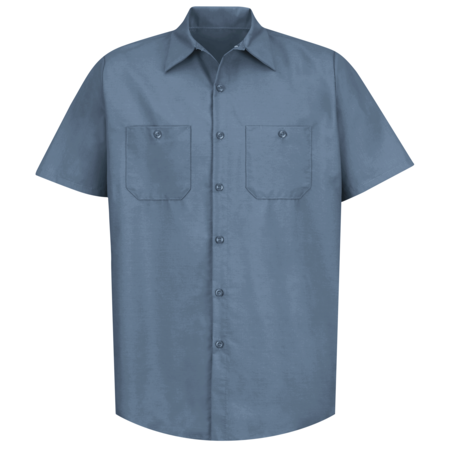RED KAP Mens Ss Post Blue Poplin Work Shirt, XXL SP24PB SS XXL