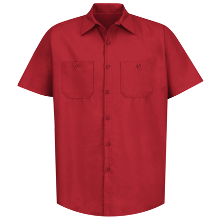 RED KAP Mens Ss Red Poplin Work Shirt, 5XL SP24RD SS 5XL