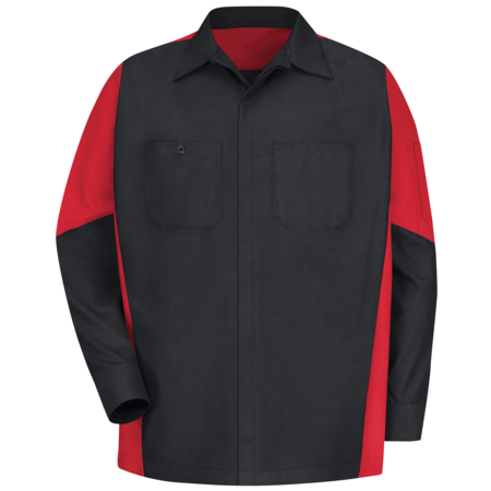 RED KAP U Ls 65/35 Crew Shirt - Blk/Red, XXL SY10BR RG XXL