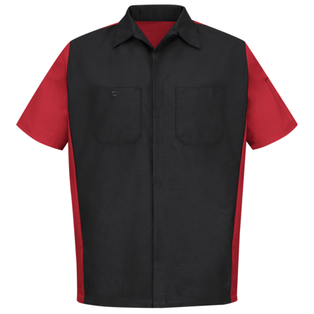 RED KAP U Ss 65/35 Crew Shirt - Blk/Red, XL SY20BR SS XL