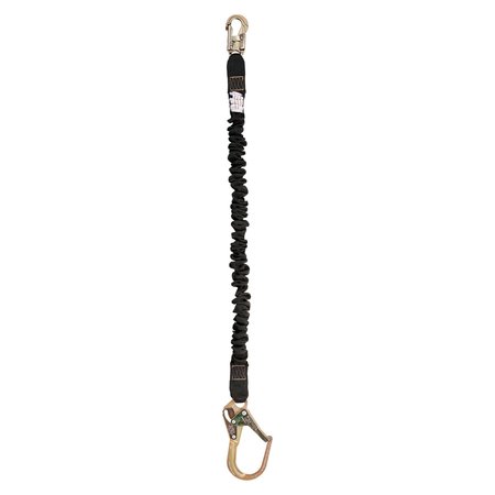 TRACTEL Shock Absorbing Lanyard, 4 1/2 to 6 ft., Black C506H