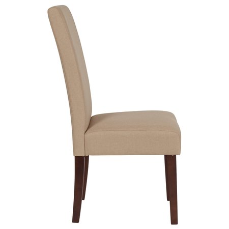 Flash Furniture Beige Fabric Parsons Chair with Mahogany Legs QY-A37-9061-BGE-GG