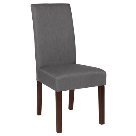 Flash Furniture Light Gray Fabric Parsons Chair with Mahogany Legs QY-A37-9061-LGY-GG