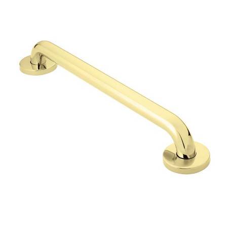 MOEN 18" L, Concealed, Stainless Steel, Concealed Screw 18" Grab Bar Bright Bras, Bright Brass R8718PB