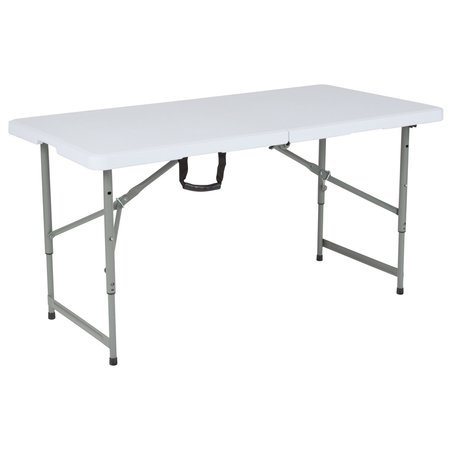 Flash Furniture Rectangle Folding Table, 23.5" W, 48" L, 29.5" H, Plastic Top, White RB-2448ADJ-GG