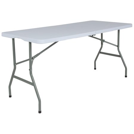 Flash Furniture Rectangle Bi-Fold Granite White Plastic Folding Ta, 27.25" W, 59.75" L, 28.25" H, Plastic Top RB-3060FH-RES-GG