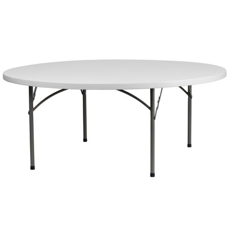 Flash Furniture Round Folding Table, 72" W, 72" L, 29" H, Plastic Top, White RB-72R-GG