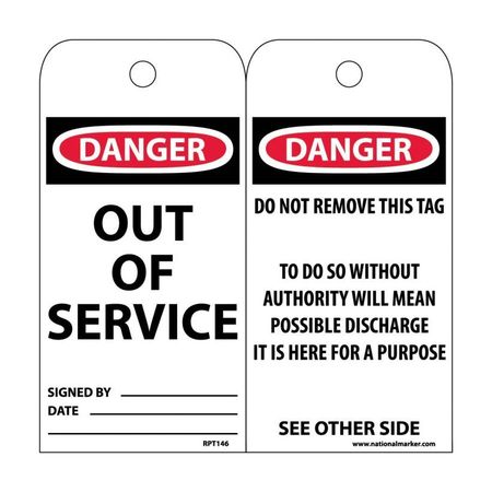 NMC Danger Out Of Service Tag, Pk25 RPT146ST