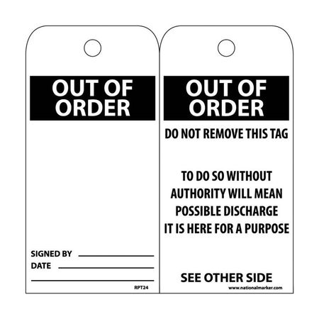 NMC Out Of Order Tag, Pk25 RPT24