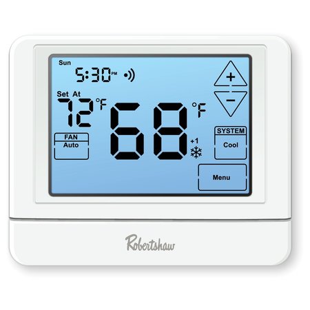 ROBERTSHAW Digital WiFi Wall Thermostat, White, 24VAC RS10420T