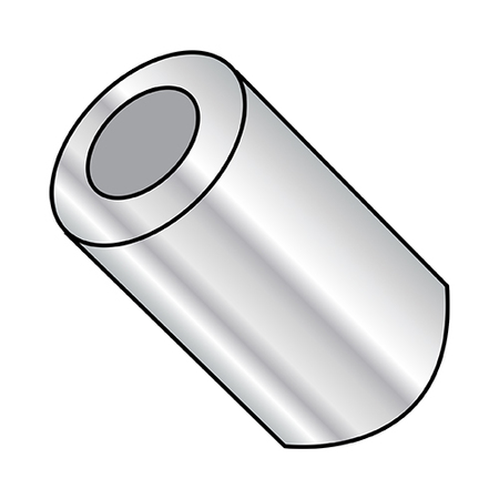 ZORO SELECT Round Spacer, Plain Aluminum, 1/8 in Overall Lg, #4 Inside Dia 140204RSA