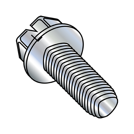 Thread Cutting Screw, #8-32 X 3/8 In, Zinc Plated Steel Flange Hex Head Slotted Drive, 10000 PK