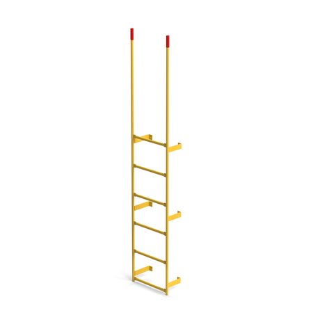 EGA PRODUCTS Walk Through Dock Ladder, Wall Mount, 6 Rungs, 5'2" Top Rung Height, Yellow MRT-06