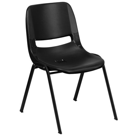 Flash Furniture Stack Chair, Frame, Black, 14" RUT-14-PDR-BLACK-GG