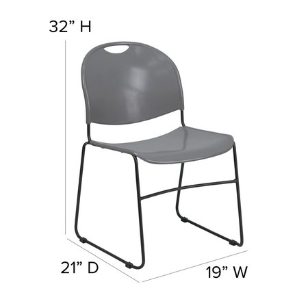Flash Furniture Stack Chair, Gray w/ Black Frame RUT-188-GY-GG