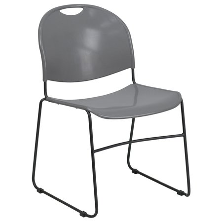 Flash Furniture Stack Chair, Gray w/ Black Frame RUT-188-GY-GG