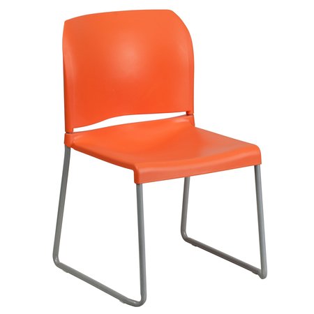 Flash Furniture Sled Stack Chair, Plastic, Full Back, OR RUT-238A-OR-GG