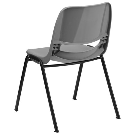 Flash Furniture Stack Chair, Ergo Shell, Plastic, Gray RUT-EO1-GY-GG