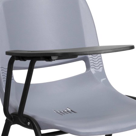 Flash Furniture Tablet Arm Chair, Right Hand Flip-Up, Gray, 21" W, 25.5" L, 32" H, Gray RUT-EO1-GY-RTAB-GG