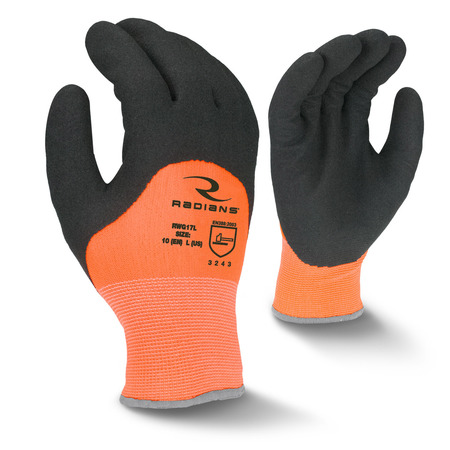 Radians Hi-Vis Cold Protection Coated Gloves, Terry Cloth Lining, 2XL, 12PK RWG17TXXL