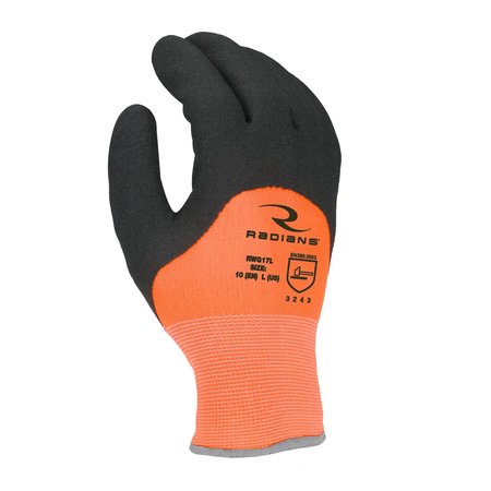 Radians Hi-Vis Cold Protection Coated Gloves, Terry Cloth Lining, XL RWG17XL