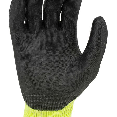 Radians Hi-Vis Cut Resistant Coated Gloves, A7 Cut Level, Polyurethane, M, 1 PR RWG558M