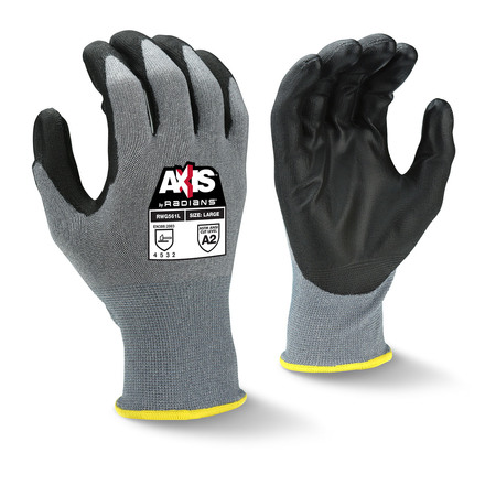 RADIANS Cut Resistant Coated Gloves, A2 Cut Level, Polyurethane, L, 1 PR RWG561TL