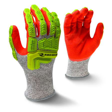 RADIANS Hi-Vis Cut Resistant Impact Coated Gloves, A5 Cut Level, Foam Nitrile, M, 1 PR RWG603M