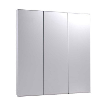 KETCHAM 30" x 36" Fully Recessed Stainless Steel Trim TriView Medicine Cabinet R-3036