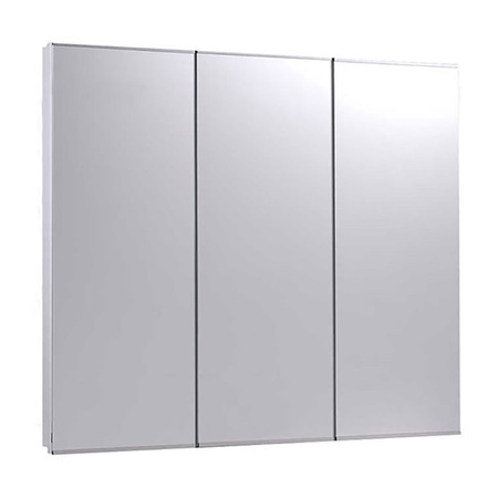 KETCHAM 36" x 36" Fully Recessed Stainless Steel Trim TriView Medicine Cabinet R-3636