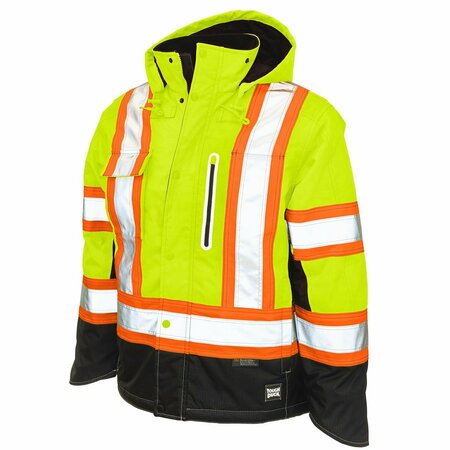 TOUGH DUCK Lined Jacket, Mens, S, Hi-Vis Green S24511