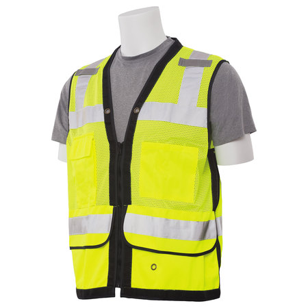 Erb Safety Safety Vest, Zipper, Hi-Viz, Lime, 3XL 61235