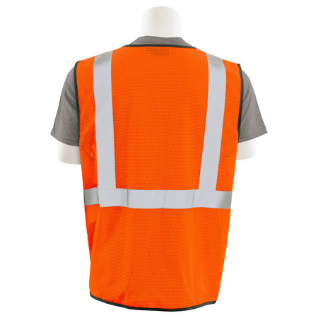 Erb Safety Vest, Org/Blk Bottom, Mesh, Class 2, LG 62258
