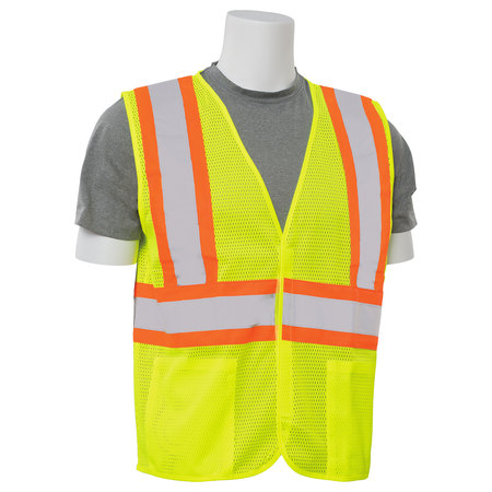 Erb Safety Vest, Hi-Viz, Lime, Contrasting Trim, L 14606