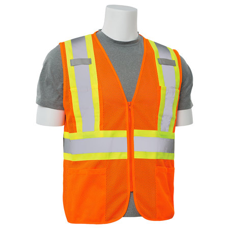 Erb Safety Vest, Hi-Viz, Orange, Contrasting Trim, 2XL 61826