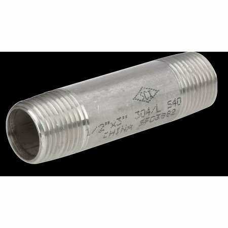 Smith-Cooper Seamless Nipple, S80,304/L, 1/4X4" 4321004390