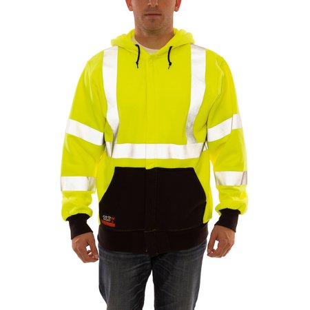 TINGLEY Job Sight FR Hooded Sweatshirt, Yellow/Black, 5XL S88122