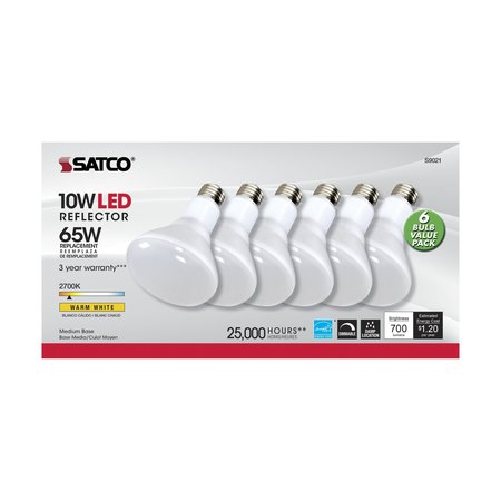 Satco Bulb, LED, 10W, BR30, Medium, 120V, PK6 S9021
