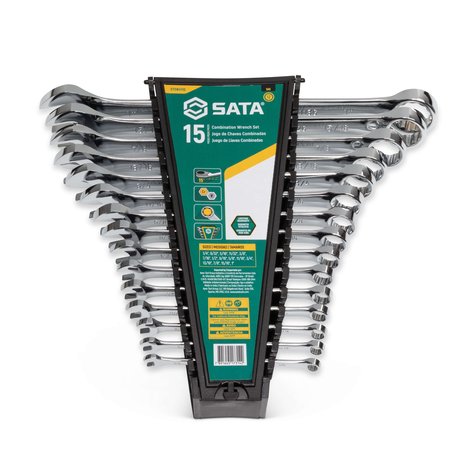 SATA SAE Combination Wrench Set, 15 Pc. ST08411G