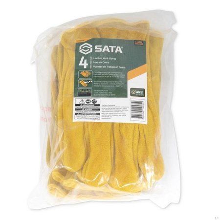 Sata Leather Work Gloves, 4 Pairs, X-Large STFS0104