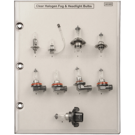 DISCO Bulb Sample Board Clr Halogen Fog/HeadLght, 9PCS SB1005