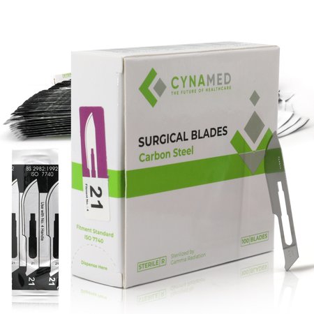 CYNAMED Lab Scalpel Blades, Size 21, Box of 100 CYZR-0011