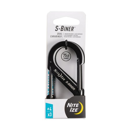 Nite Ize S-BINER® STAINLESS STEEL DUAL CARABINER, Stainless Steel, Black SB4-A1-3R3
