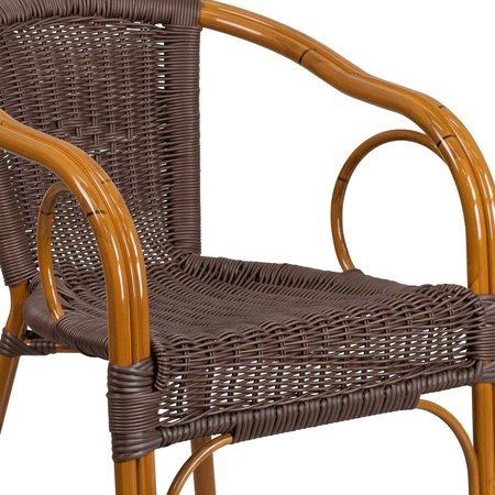 Flash Furniture Dark Brown Rattan Patio Chair with Red Frame SDA-AD632009D-2-GG