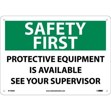 NMC Safety First Ppe Equipment Available Sig, 10 in Height, 14 in Width, Aluminum SF169AB